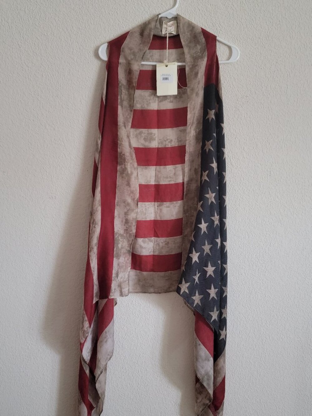 Grace & Emma Star & Stripe Vest Open Front American Flag Kimono Wrap